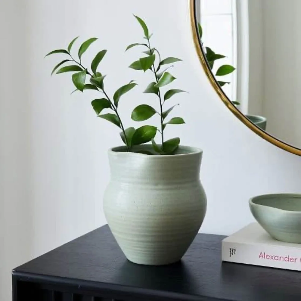 West Elm Sage Vase and Bowl Ceramic Set